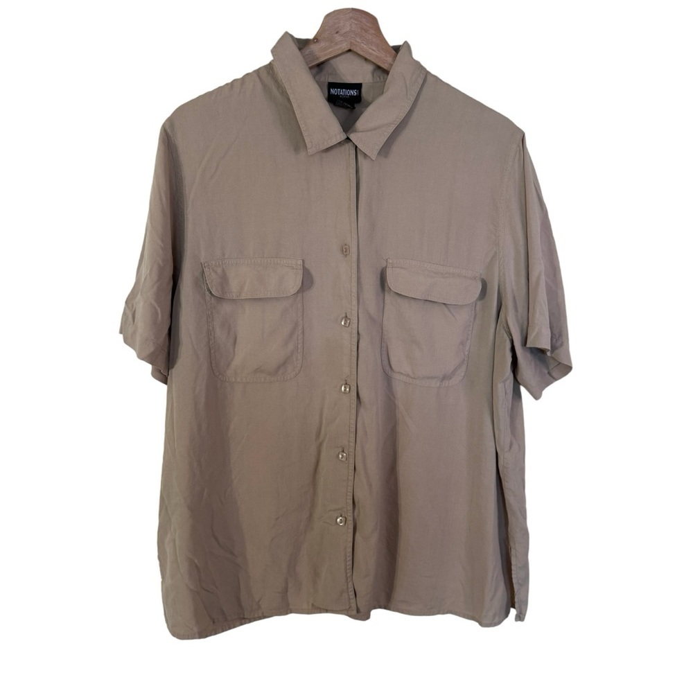 Notations Womens 100% Silk Button Down Collared T… - image 4